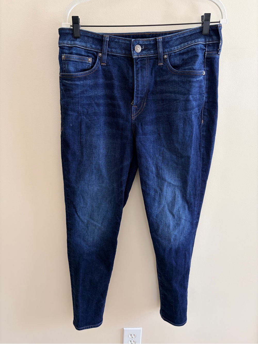 Express Men’s Skinny Jeans — Dark Indigo with Contrast Stitching